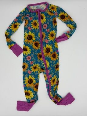 Little Sleepies "Sunflower Fields" zippy pajamas size 2T